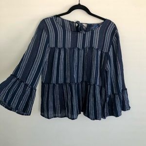 FRANCESCAS brand Blue rain striped long sleeve blouse